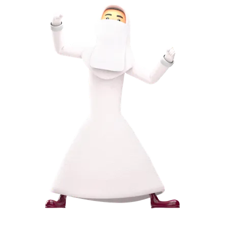 Muslim Woman Strong Pose  3D Illustration