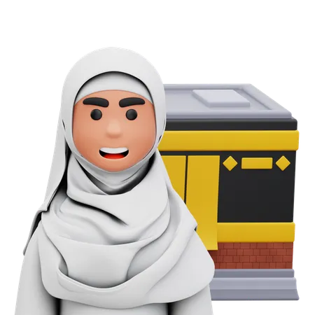 Muslim Woman Take Photo With Kaaba  3D Icon