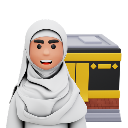 Muslim Woman Take Photo With Kaaba  3D Icon
