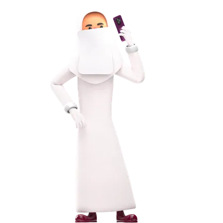 Muslim Woman Talking On Mobile  3D Illustration