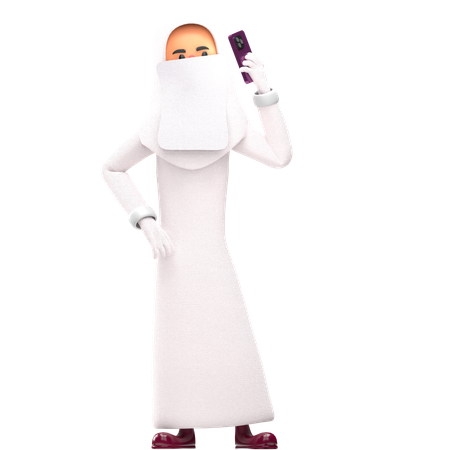 Muslim Woman Talking On Mobile  3D Icon