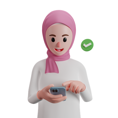 Muslim woman using her smartphone  3D Illustration