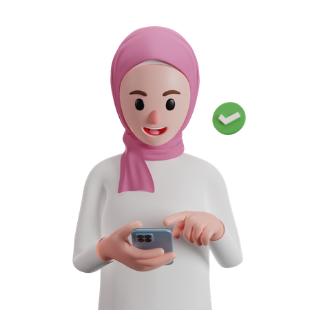 Muslim woman using her smartphone 3D Illustration
