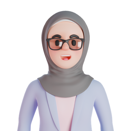 Muslim woman wearing  glasses  3D Icon