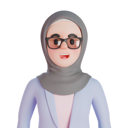 Muslim woman wearing  glasses  3D Illustration