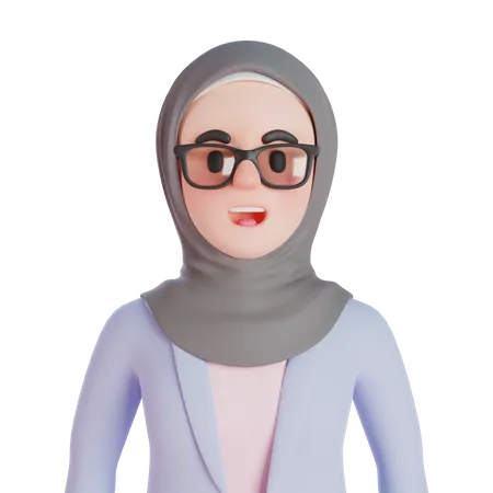 Muslim woman wearing  glasses  3D Illustration