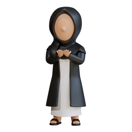 Muslim Woman With Grateful Gesture  3D Icon