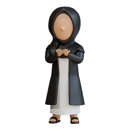 Muslim Woman With Grateful Gesture  3D Icon