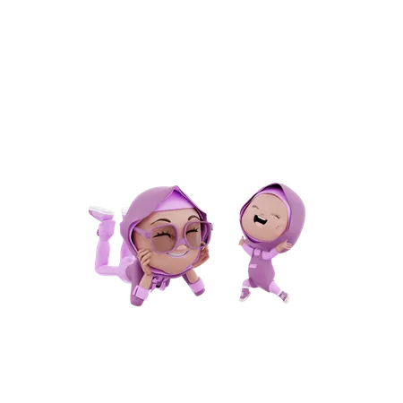 Muslim woman with her child 3D Illustration