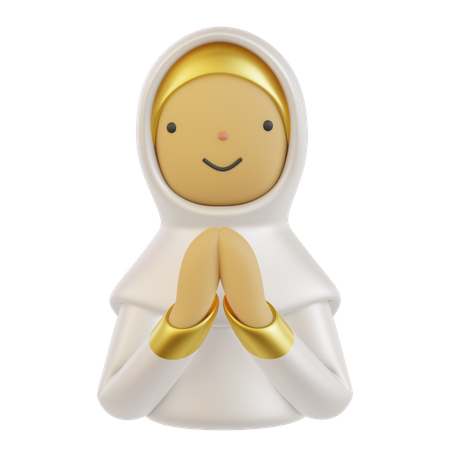 Muslim Woman With Salam Hand Gesture  3D Icon