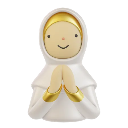 3 D Character Of Diverse Muslim Woman With Salam Hand Gesture 3D Icon