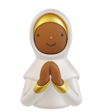 Muslim Woman With Salam Hand Gesture  3D Icon