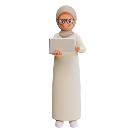 Muslim Woman Working  3D Illustration