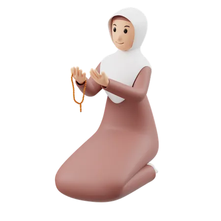 Muslim Women Zhikir  3D Illustration