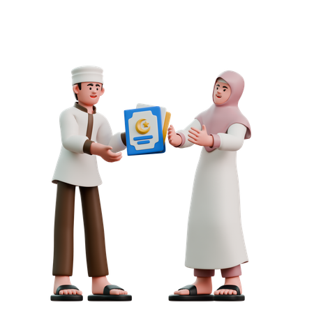 Muslime zum Eid Fitr laden per Brief ein  3D Illustration