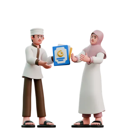 Muslime zum Eid Fitr laden per Brief ein  3D Illustration