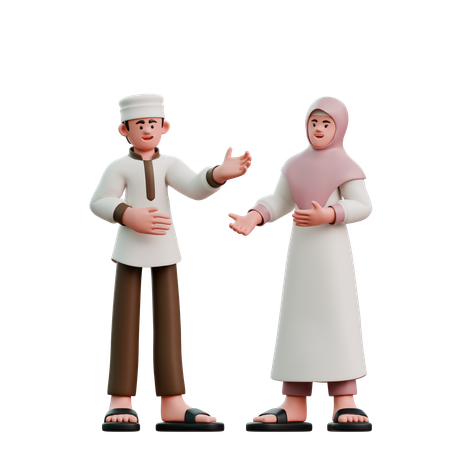 Muslime wollen am Eid Fitr beten  3D Illustration