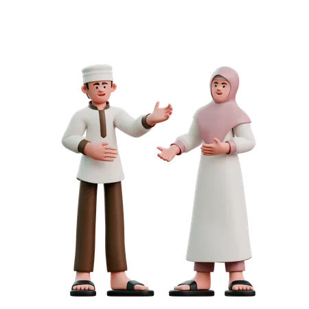 Muslime wollen am Eid Fitr beten  3D Illustration