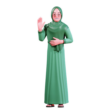 Muslimische Frau hebt die Hand  3D Illustration