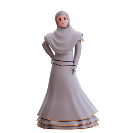 Muslimische Braut mit Hand auf der Taille  3D Illustration