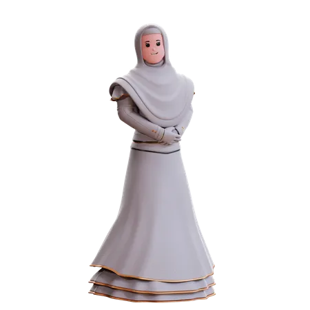 Muslimische Braut stehend  3D Illustration