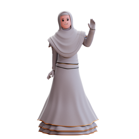 Muslimische Braut winkende Hand  3D Illustration