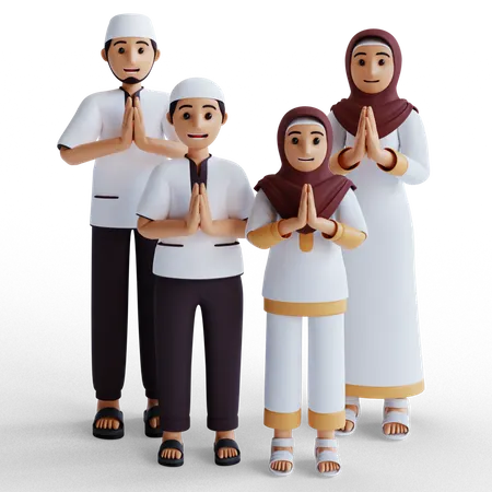 Muslimische Familie betet  3D Illustration