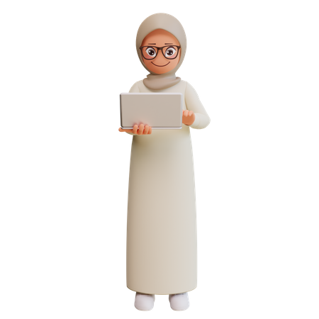 Muslimische Frau bei der Arbeit  3D Illustration