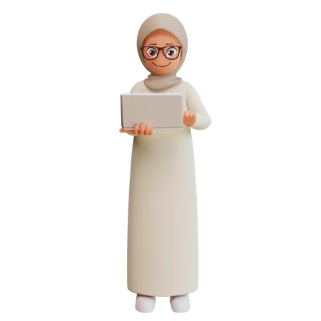 Muslimische Frau bei der Arbeit  3D Illustration