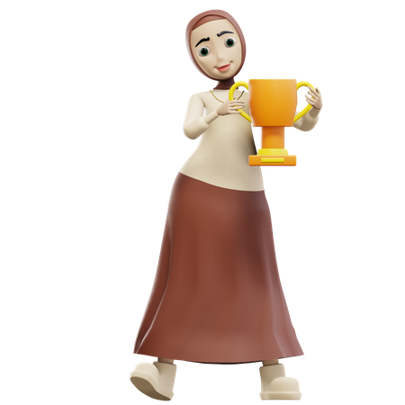 Muslimische Frau mit Trophäe  3D Illustration