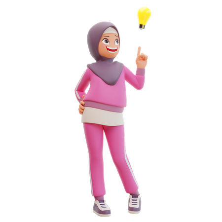 Muslimische Frau hat eine Idee  3D Illustration