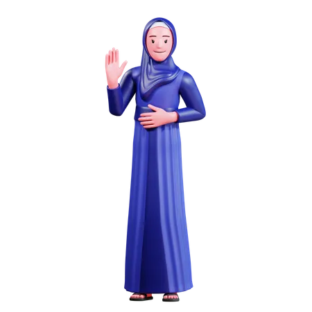 Muslimische Frau hebt die Hand  3D Illustration