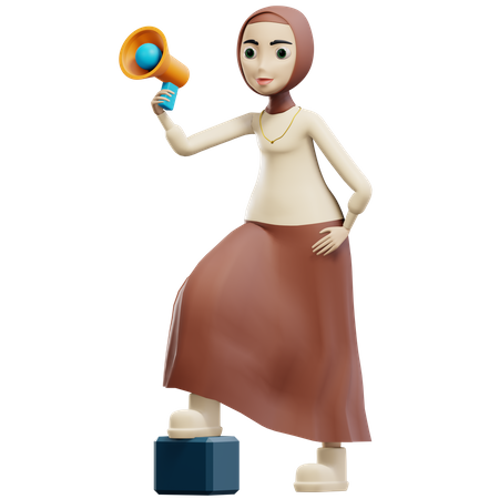 Muslimische Frau mit Lautsprecher  3D Illustration