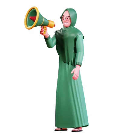 Muslimische Frau mit Megaphon  3D Illustration