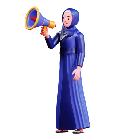 Muslimische Frau mit Megaphon  3D Illustration