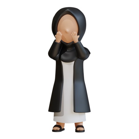 Muslimische Frau mit schockierter Gesichtsbedeckung  3D Icon