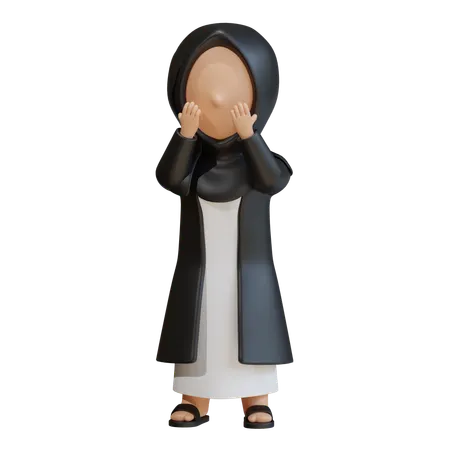 Muslimische Frau mit schockierter Gesichtsbedeckung  3D Icon