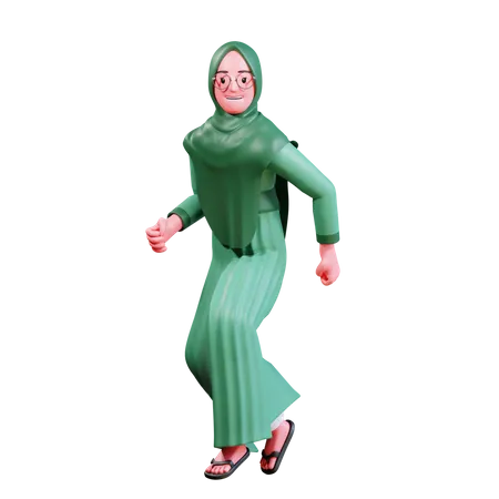 Muslimische Frau springt in die Luft  3D Illustration