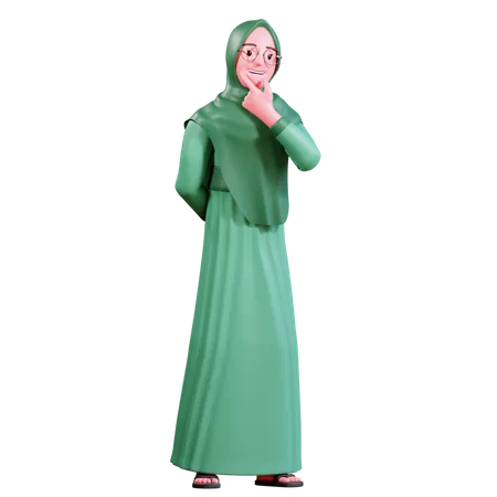 Muslimische Frau klingelt  3D Illustration