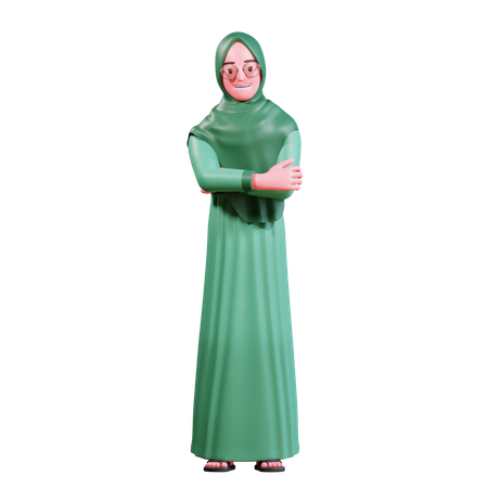 Muslimische Frau verschränkt die Arme  3D Illustration