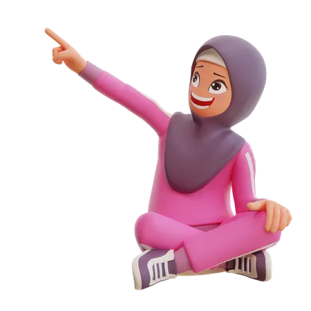 Muslimische Frau zeigt auf etwas  3D Illustration