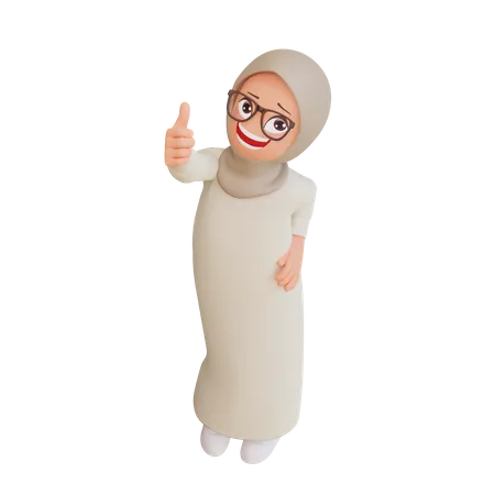 Muslimische Frau zeigt Daumen hoch  3D Illustration