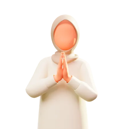 Charakter Weibliche Muslimin Entschuldigt Sich 3D Illustration