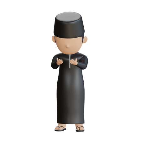 Muslimischer Junge beim Gebet  3D Illustration