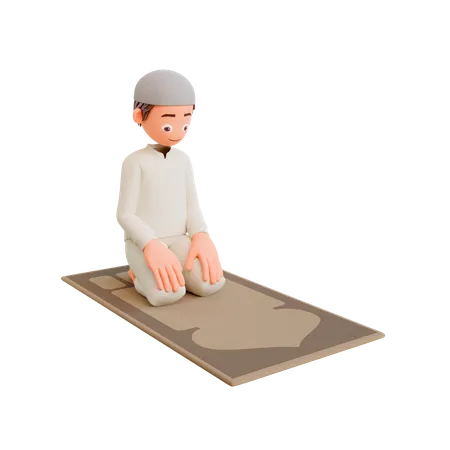 Muslimischer Junge betet  3D Illustration