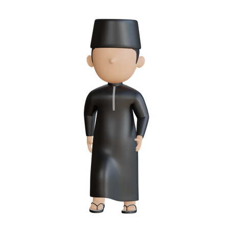 Muslimischer Junge zu Fuß  3D Illustration