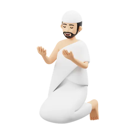 Muslimischer Mann beim islamischen Gebet  3D Illustration