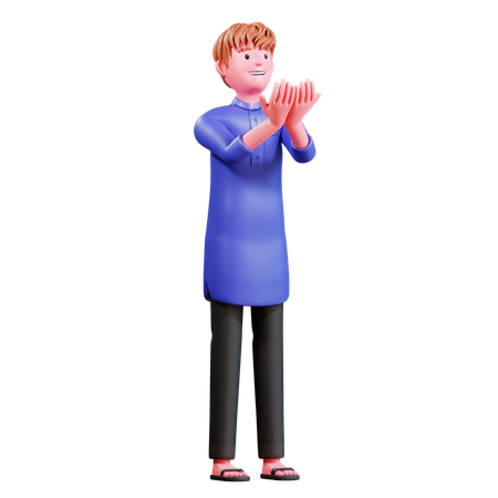 Muslimischer Mann betet  3D Illustration