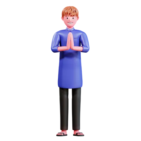 Muslimischer Mann betet  3D Illustration