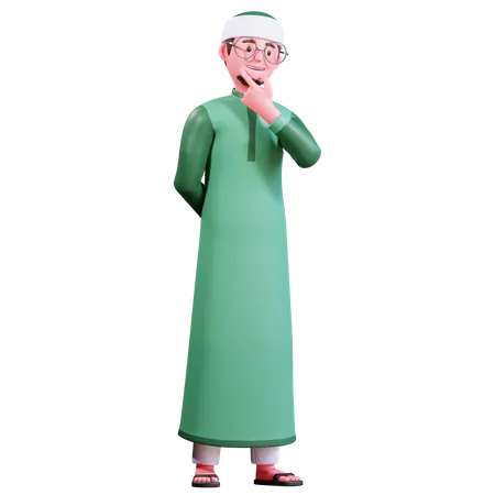 Muslimischer Mann denkt  3D Illustration